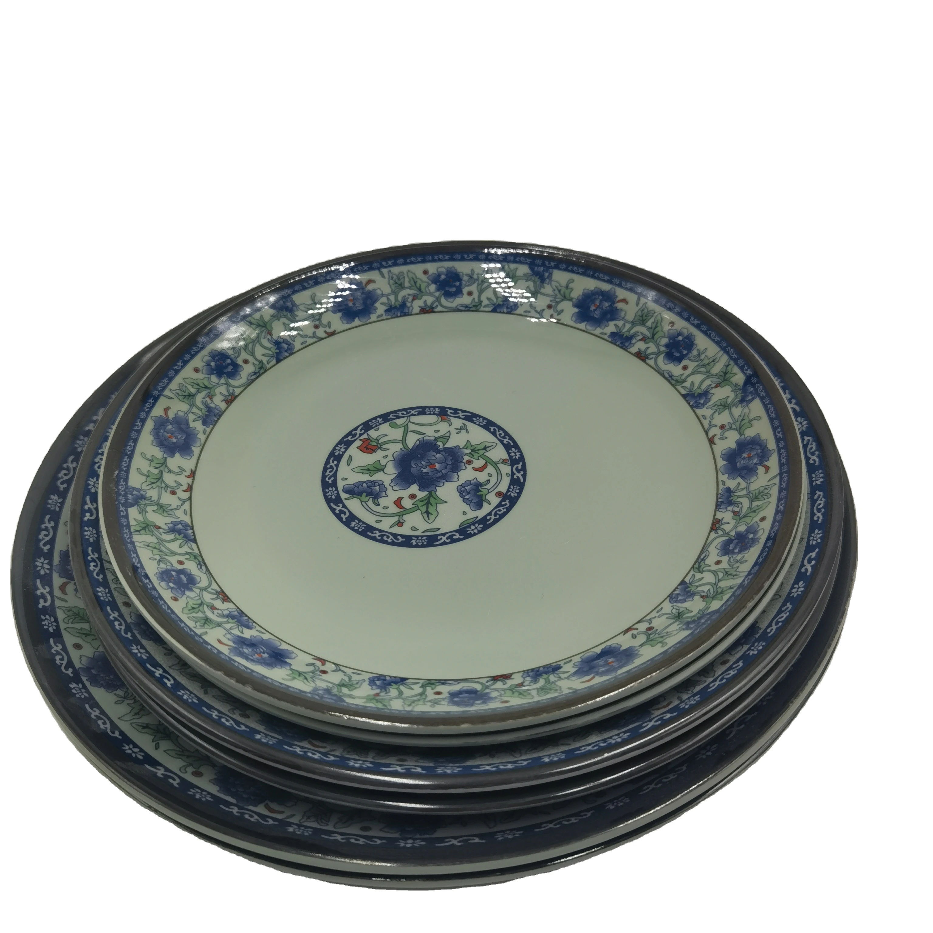 Factory wholesale cheap melamine three piece dinner plate set, customized color hot selling tableware