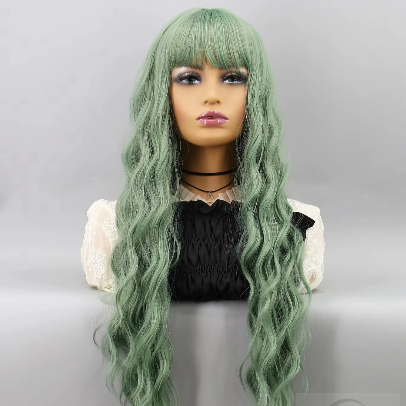 Fashionable Deep Wave Full Head Synthetic Wig High-Temperature Silk & Human Hair Blend Light Brown Lace Wholesale Cheap Prices