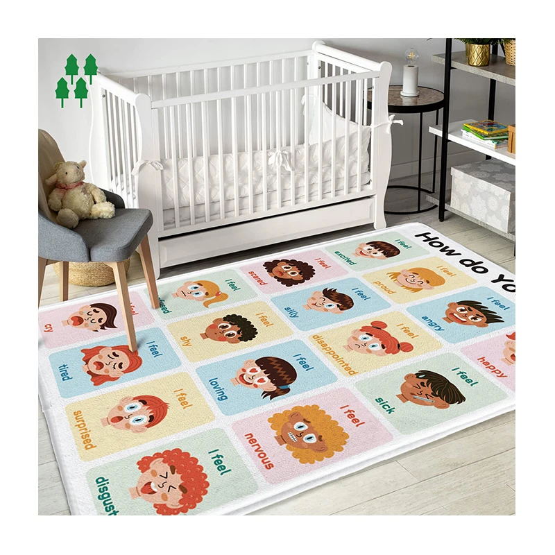 Kids Joy Carpets Face Expressions Large Children Feelings Floor Rug Safe Game Play Mat
