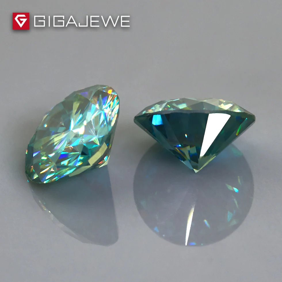 GIGAJEWE Wholesales Loose 6.5mm 1ct Round Cut cyan blue green Colored for Making Jewelry Moissanite Diamonds