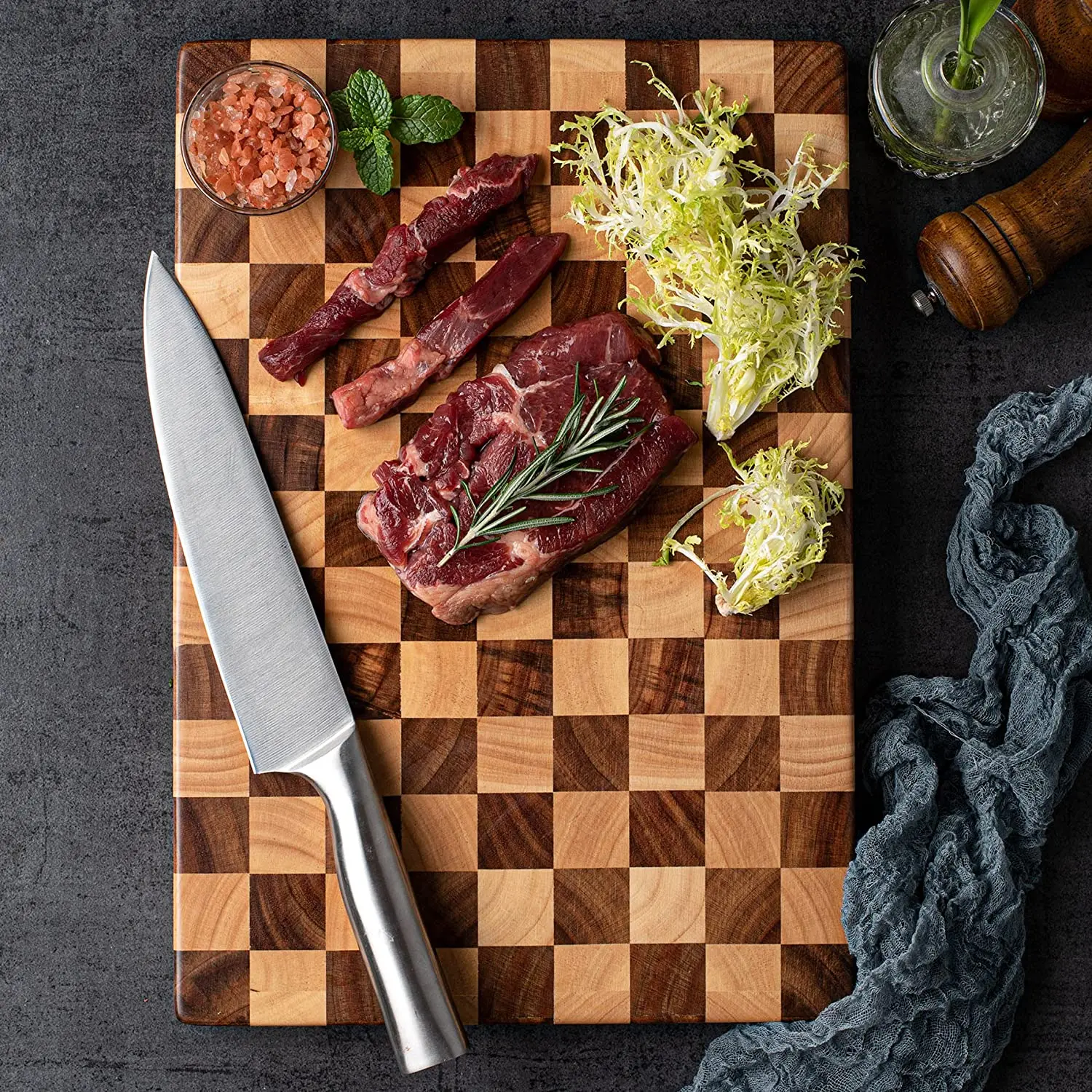 Бамбуковая разделочная доска для кухни двусторонняя деревянная