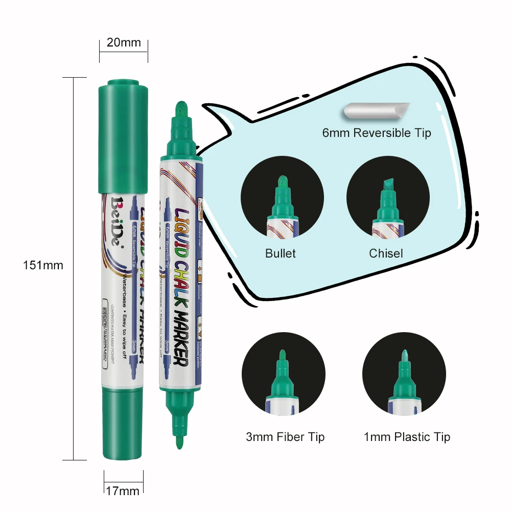 58 Colors Dual Tip Window Markers Dry Erase Water-based Liquid Chalk Marker Pens
