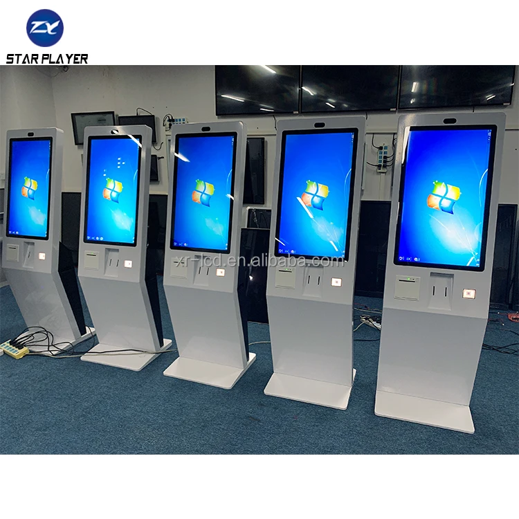 27 Inch Smart Signage Display Retail Self Service Cash Register Kiosk Floor Standing Touch Interactive Self Service