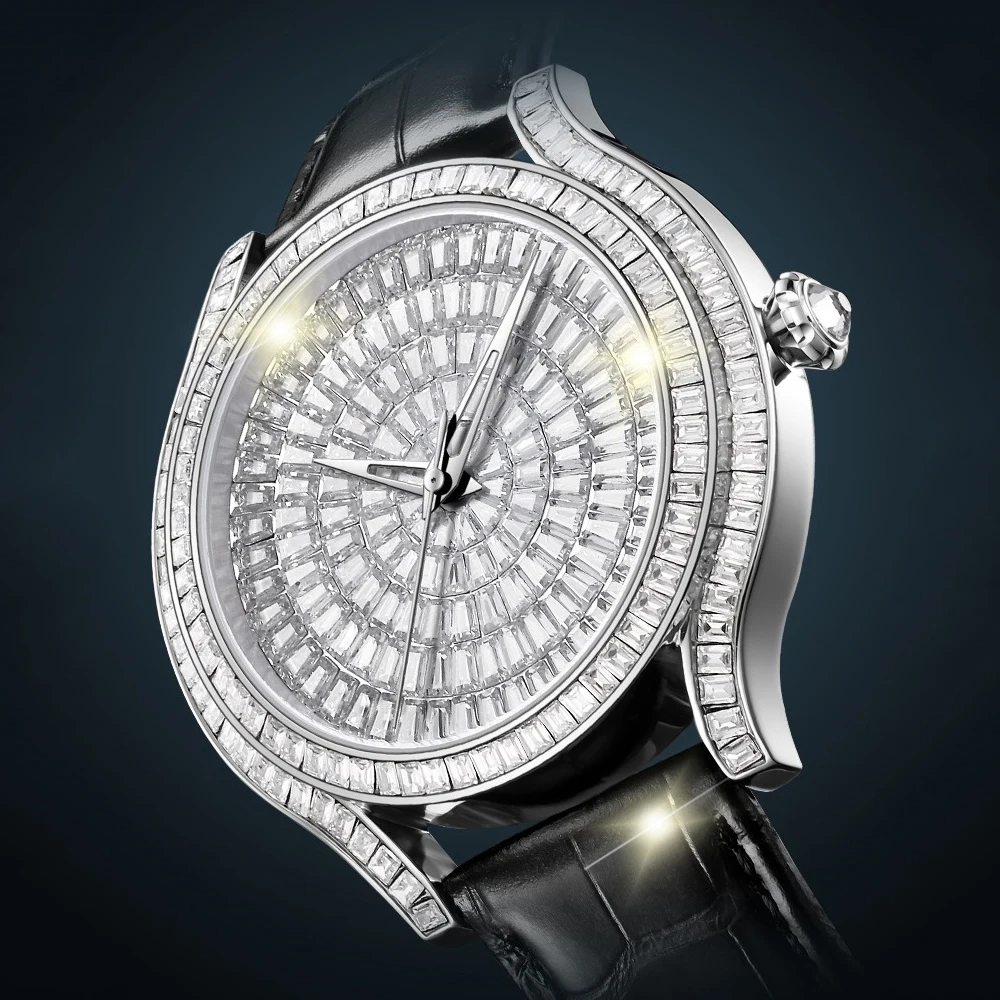 New Jewelry Hip Hop Luxury Men Ice Out Mechanical Watch Full Rhinestones Dial Automatic Diamond Watches