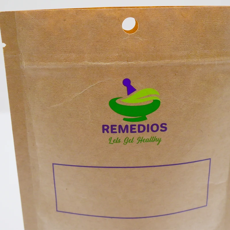 Heat Seal Stand Up Zipper Brown Kraft Paper Resealable Ziplock Food Storage Doypack Packaging Pouches Bag With Clear Window