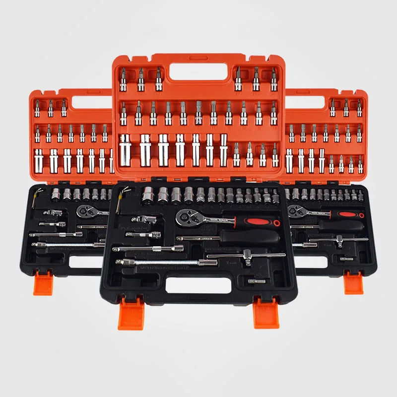 Set of 53pcs professional hand mechanic socket wrench tool set 53 in 1 Repair tool for cars, motorcycles and bicycles