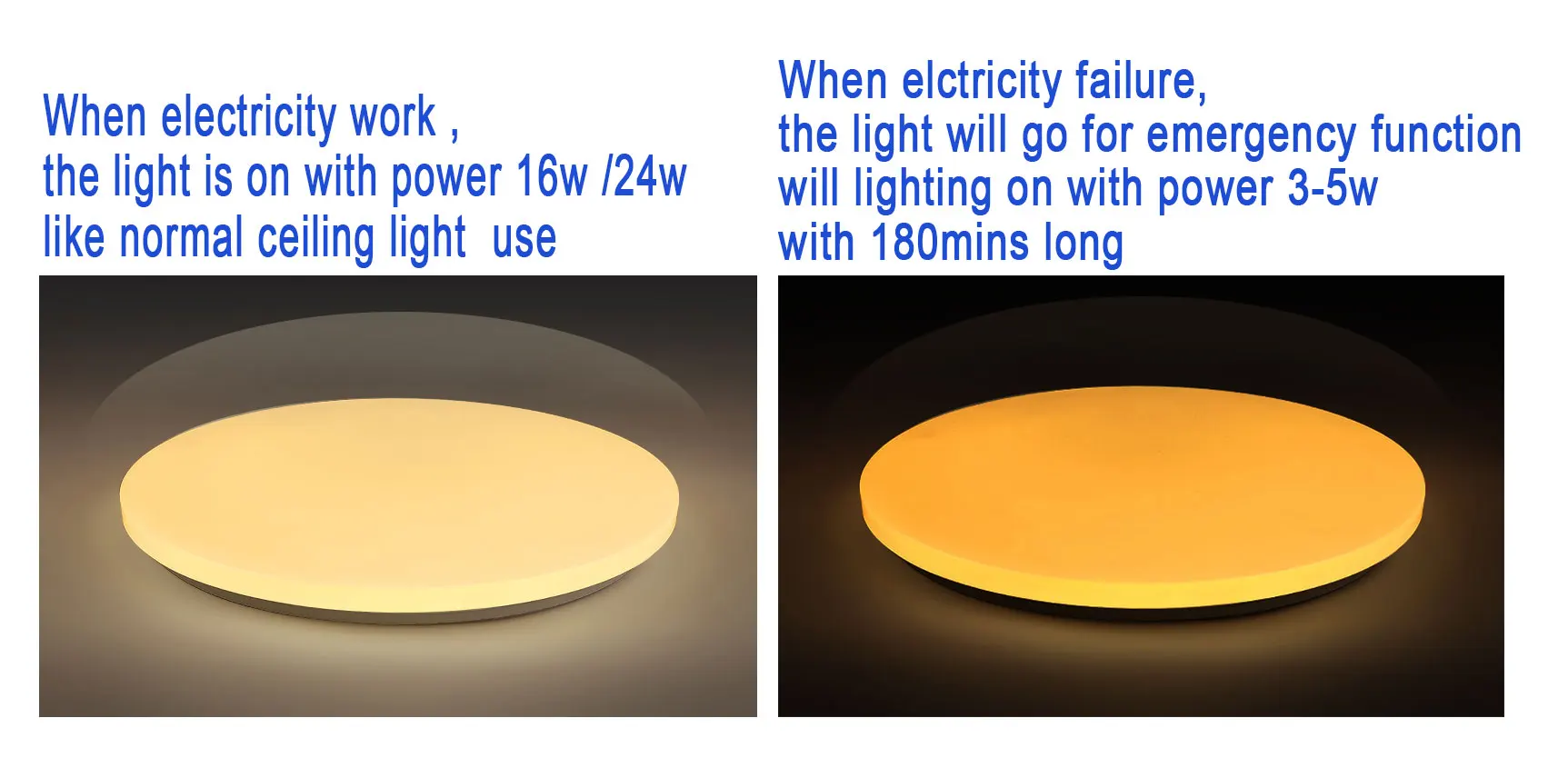 30000pcs/month overseas sales 16W 24W ceiling emergency led light ceiling mounted for bedroom