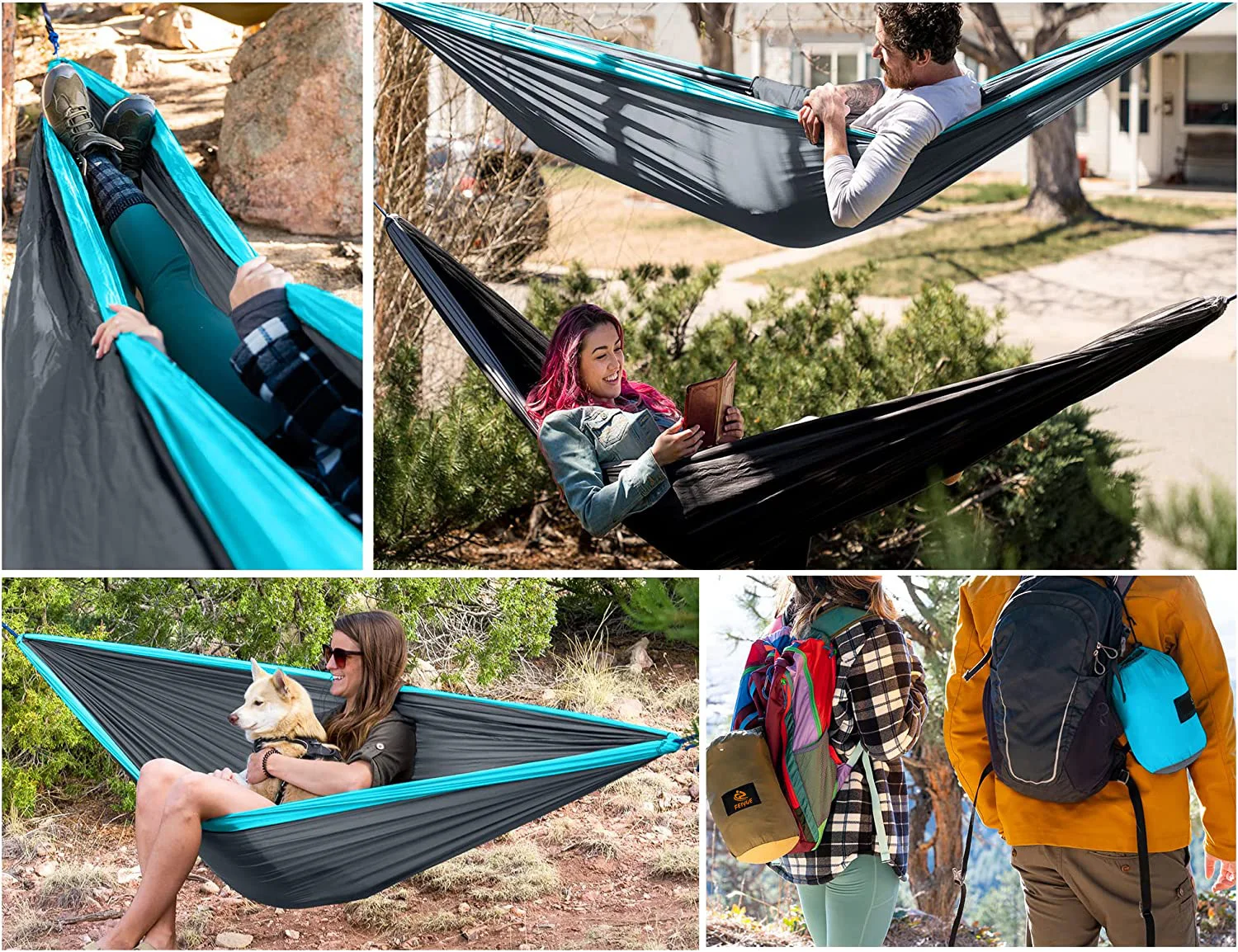 China factory 210T parachute fabric custom logo outdoor ultralight  portable nylon camping hammock with small carry pouch