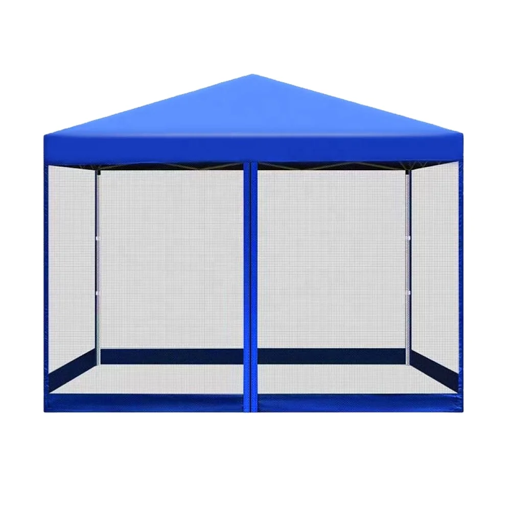 Newest 3x3m  10x10 blue collapsible outdoor tents outdoor canopy with net mesh side walls for racing booth