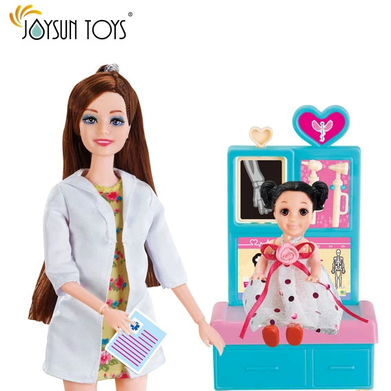Doll Dressed in White Coat with Stethoscope With Exam Table and Accessories Doctor Doll
