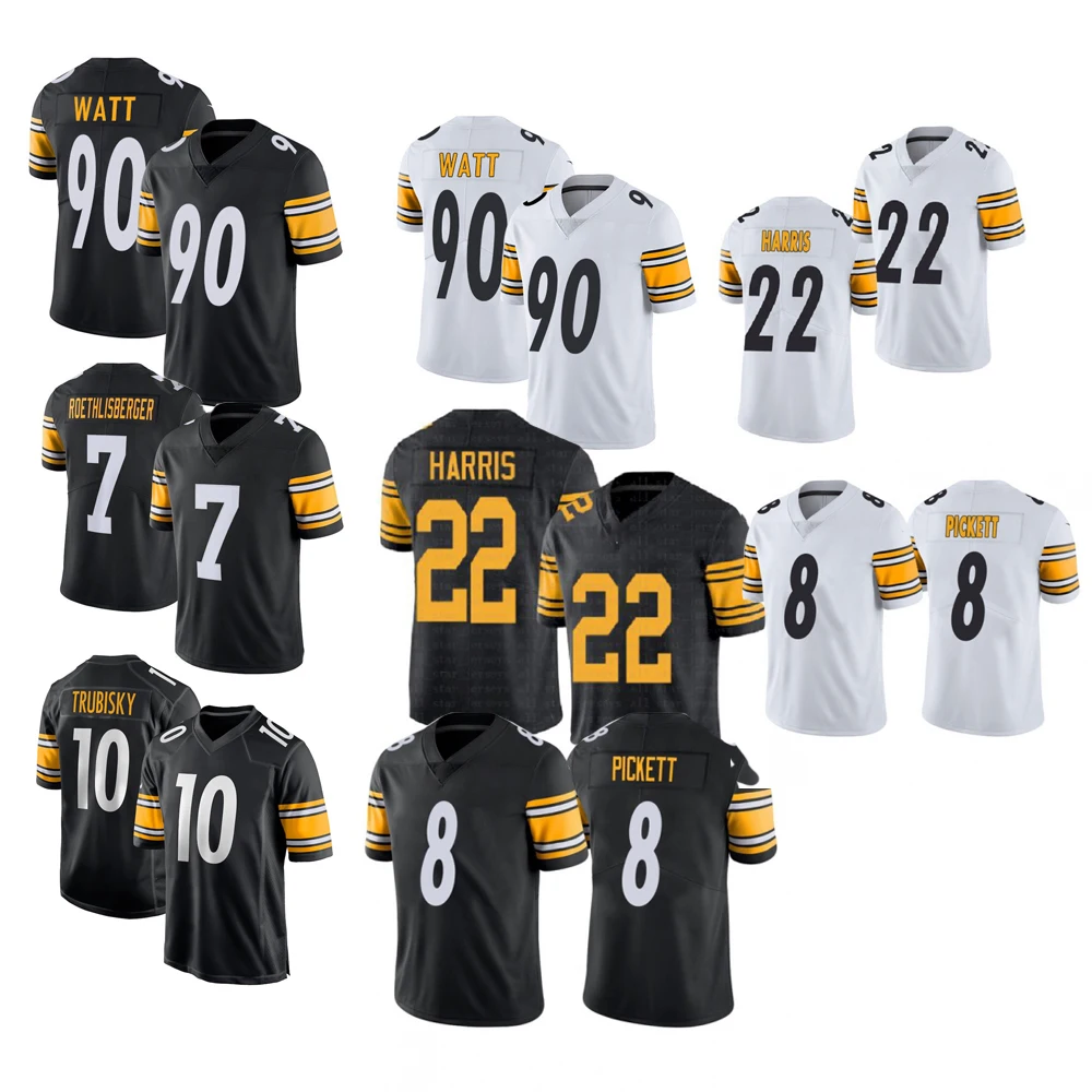 original 1:1 American football uniforms Pittsburgh team #90 T.J. Watt #8 kenny Pickett Black  Untouchable Limited Jersey