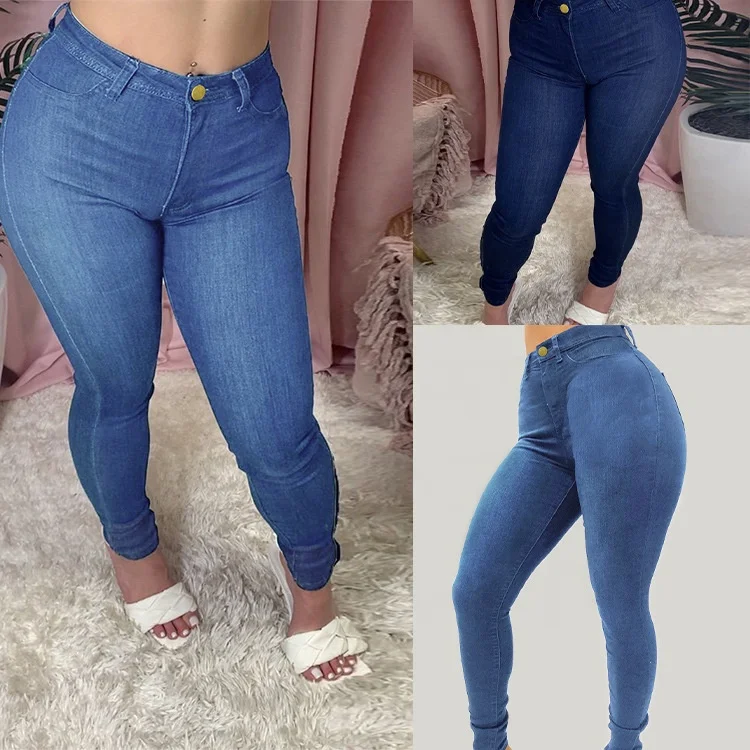 WJ158 Plus size jeans for fat women blank jeans for women skinny jeans large size