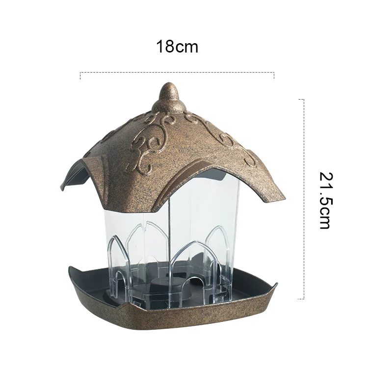 Wholesale Polyresin Baby Bird Hand Feeder For Outside Bird Feeder Glass Square Shaped Bird Feeder