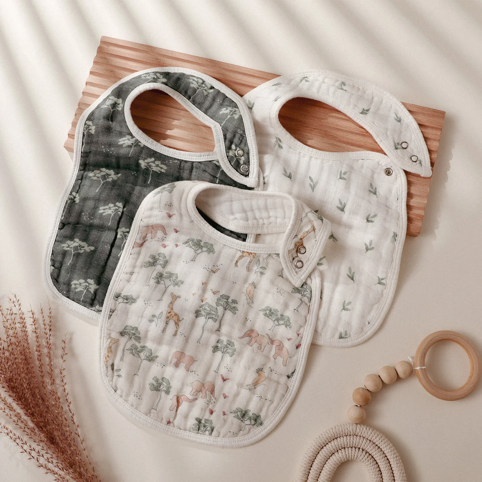 3 Pack Organic Baby Bibs for Girls & Boys Teething Drool Bib OEKO TEX Baby Bandana Bibs for Infant