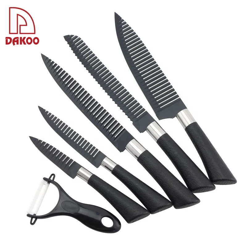 Hot Selling Stainless Steel Plastic Handle Non-stick Kitchen Knife Set