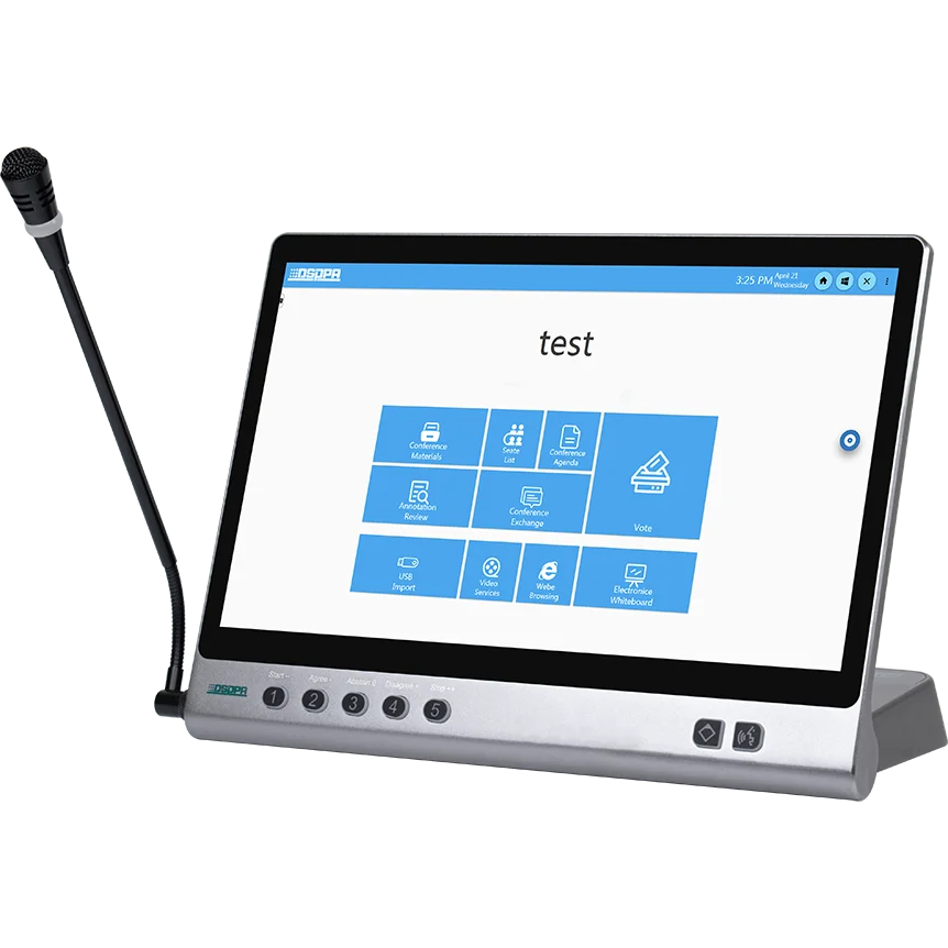 Touch Screen Paperless Conference System Chairman Delegate  Desktop Speaking and Voting Terminal with Microphone