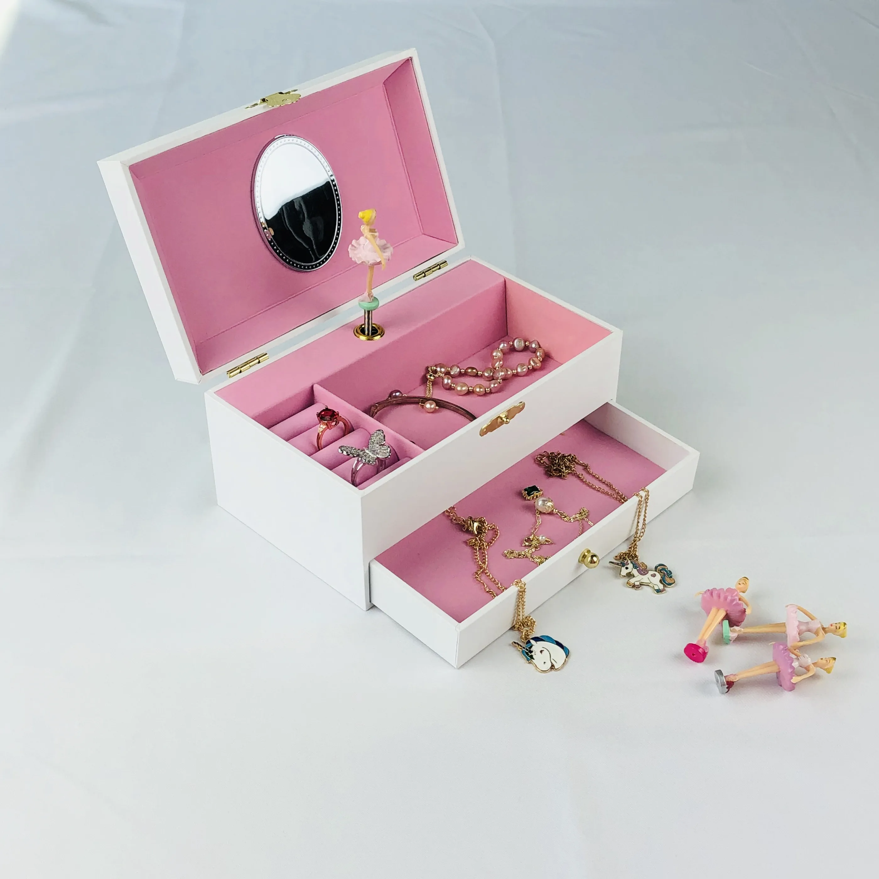 Ever Bright DIY Music Boxes Pure White Jewelry Music Box Wooden Jewellery Music Box for Girls