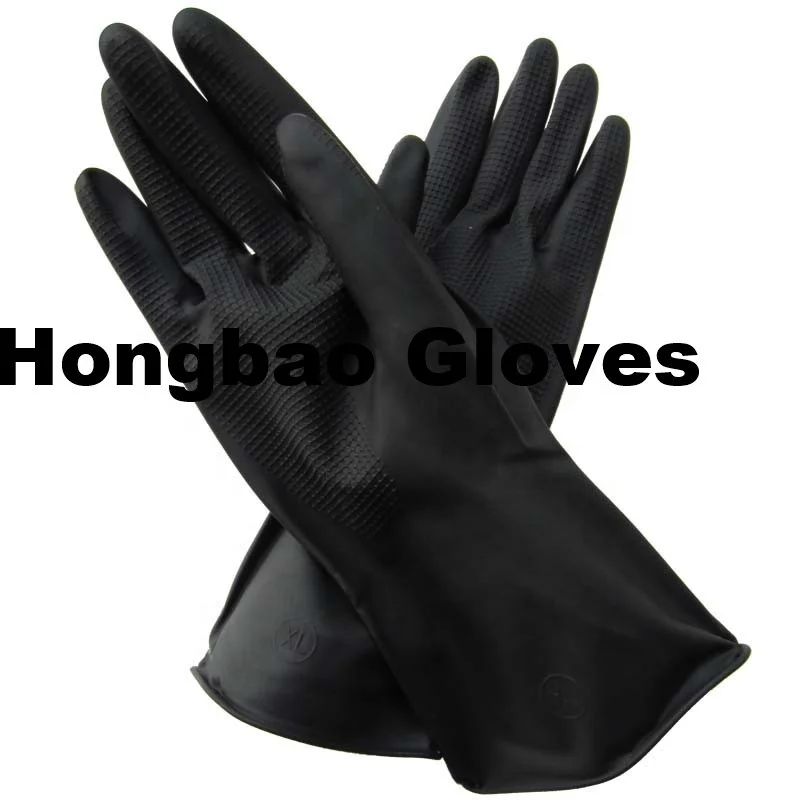 60g black outside and orange inside soft cotton lined latex gloves latex black