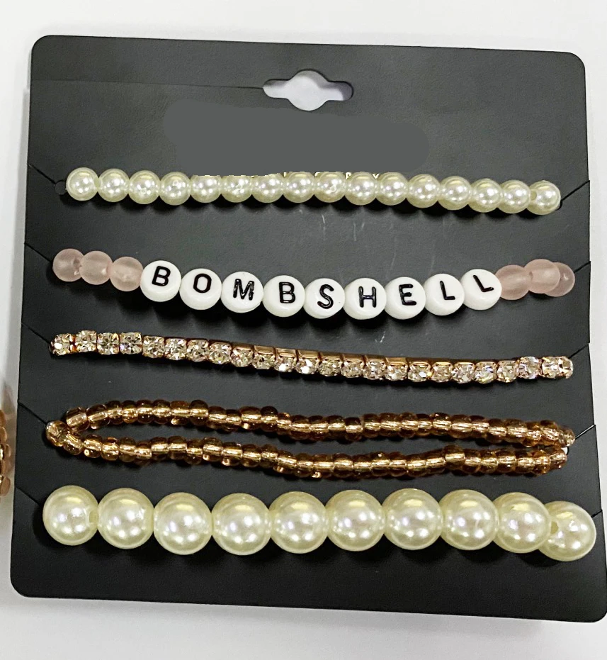 
Women s good design 5- pack Bead pearl Stretch Bracelet jewelry accessories 