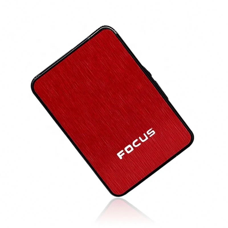 Focus branded metal colorful automatic cigarette case with lighter