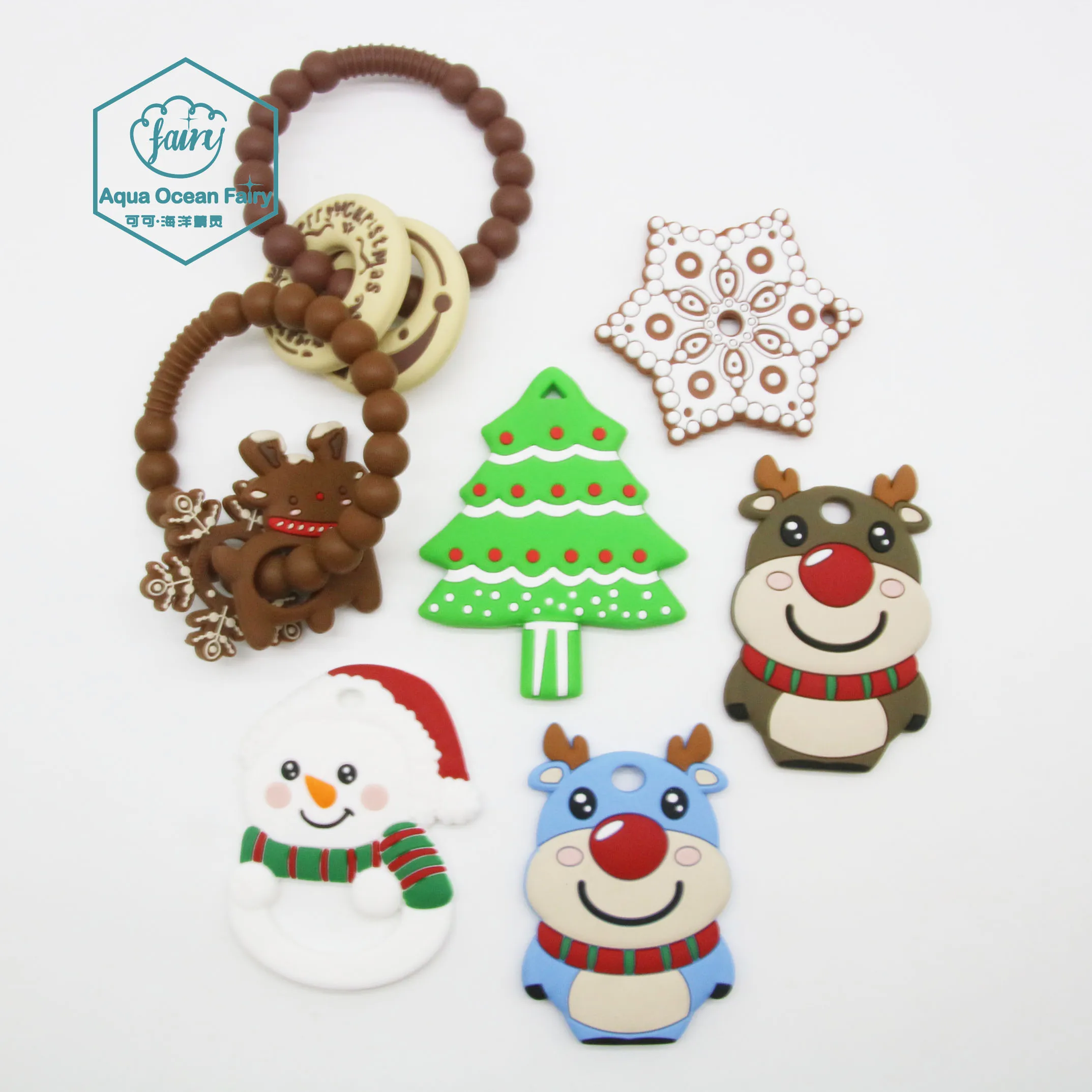 New Design Personalized Baby Christmas Soother Teether Silicone Chew Toys For