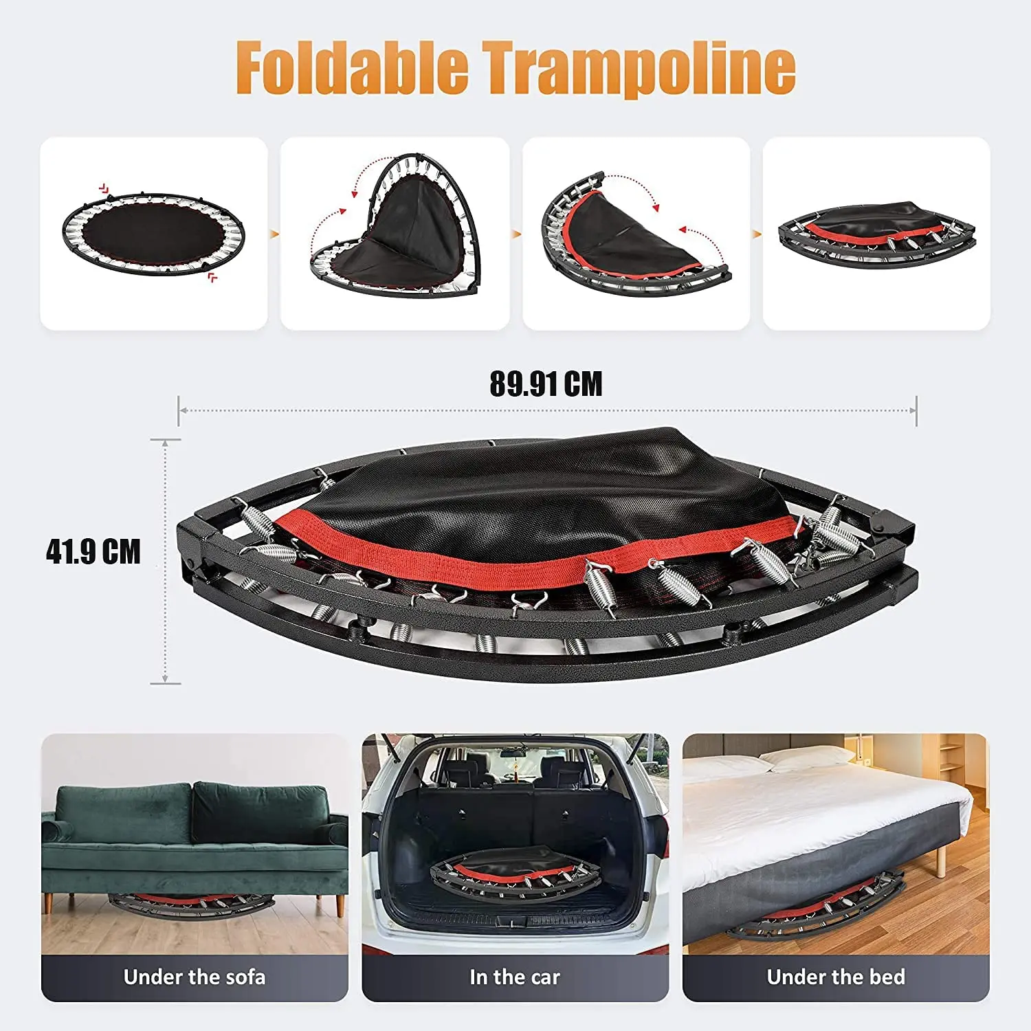 New 2022 Model Folding Indoor Mini Trampoline Fitness Rebounder Sale for Adults to Lose Weight