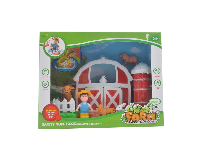 2021 New design Learning Toy Farm Animals Figures Play set & Barn House Fence,Milk Station,Included Farmers,Pig,Cow Hen & Sheep