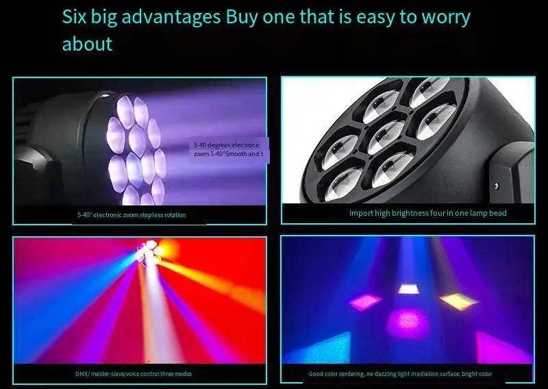 Concert Stage DMX  Movinghead 7x40w RGBW Zoom Bee Eye Led Wash Moving Head Lights