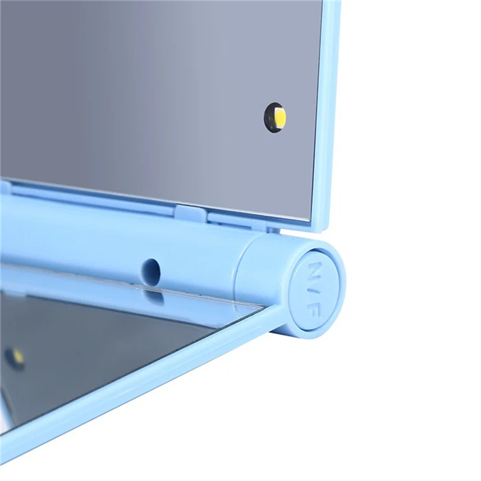 News 8 LED Makeup Travel Mirrors Mini Portable Folding Hand Cosmetic Make Up Pocket Mirror With 8 LED Light for Women