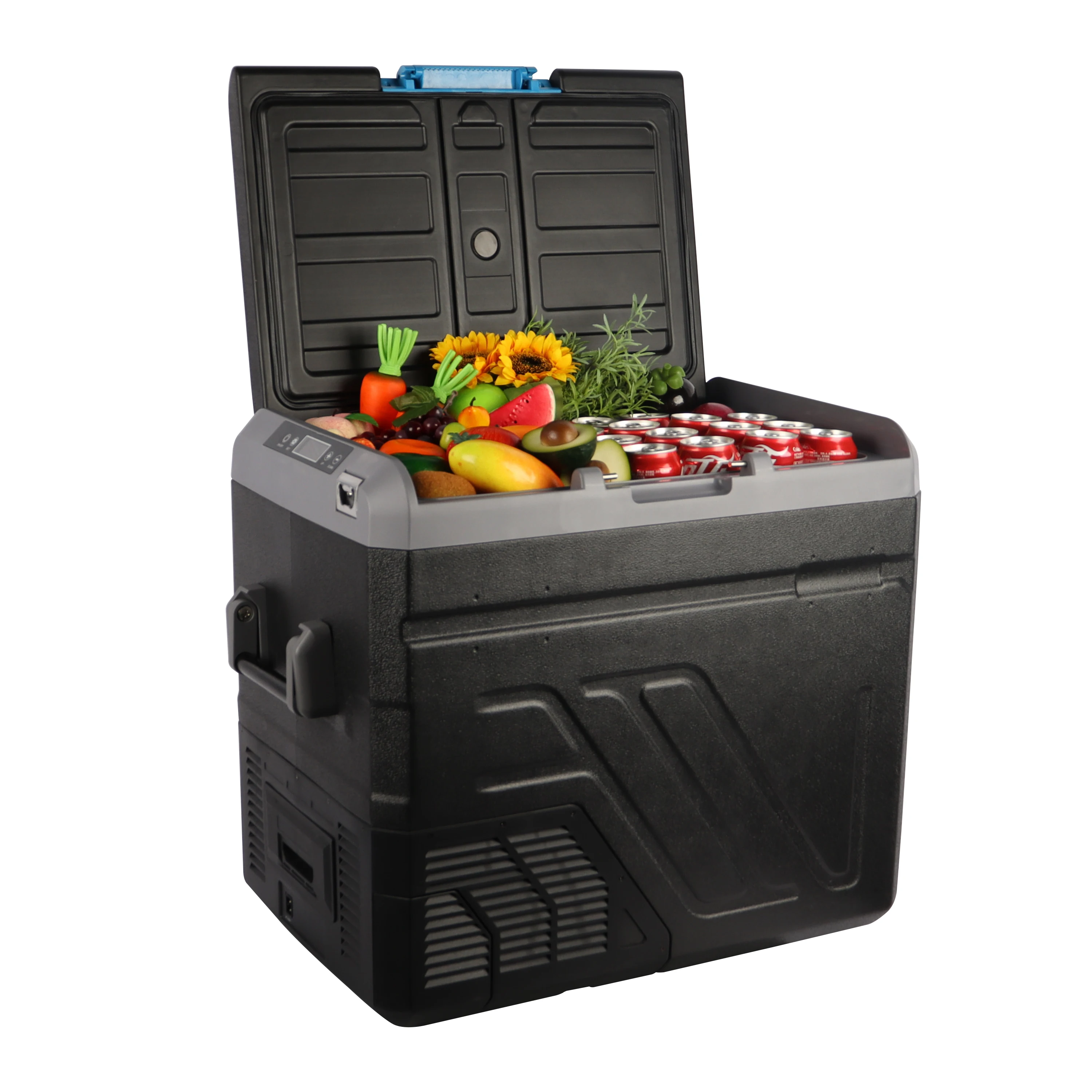 Hot sale 60L  mini freezer compressor fridge car  refrigerator for camping travel truck, DC only+Pull bar and wheels
