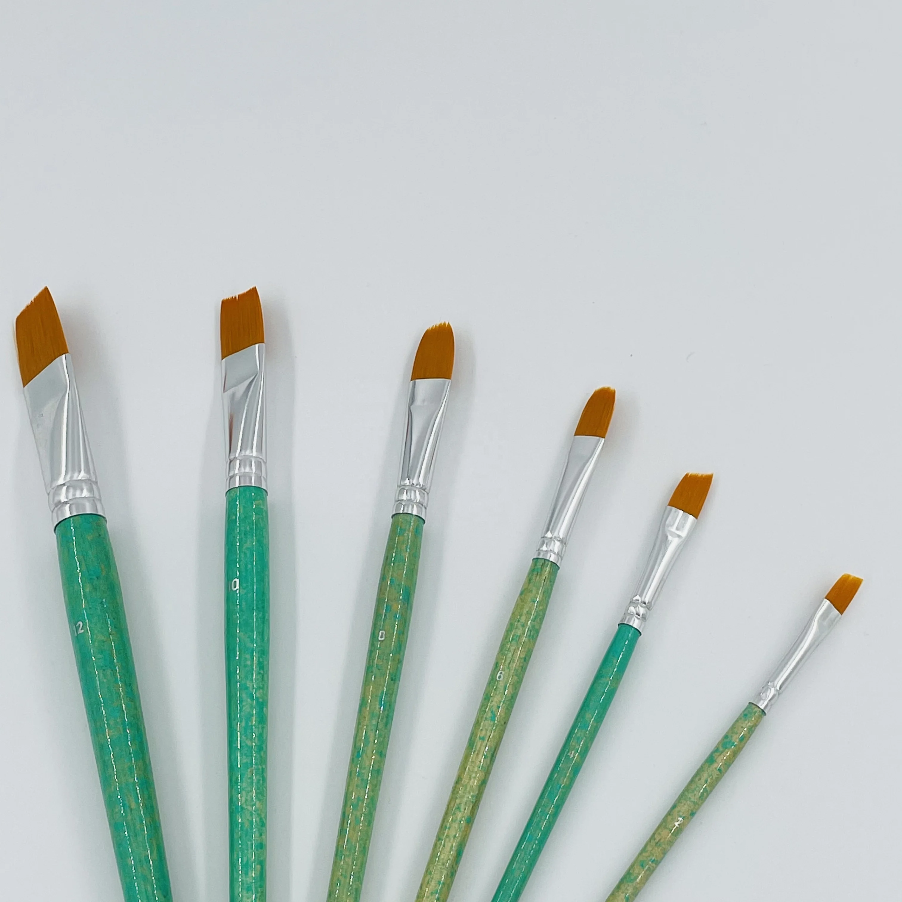 artist supplies for calligraphy wooden handle aluminum tube nylon hair mixed shape artist watercolor paint brush set for kids