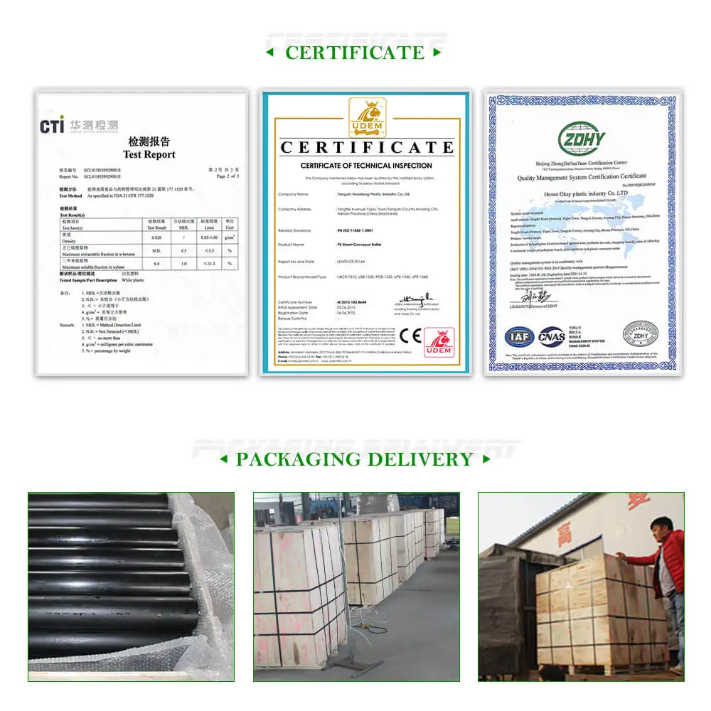 Antistatic belt conveyor take-up pulley HDPE roller carring roller