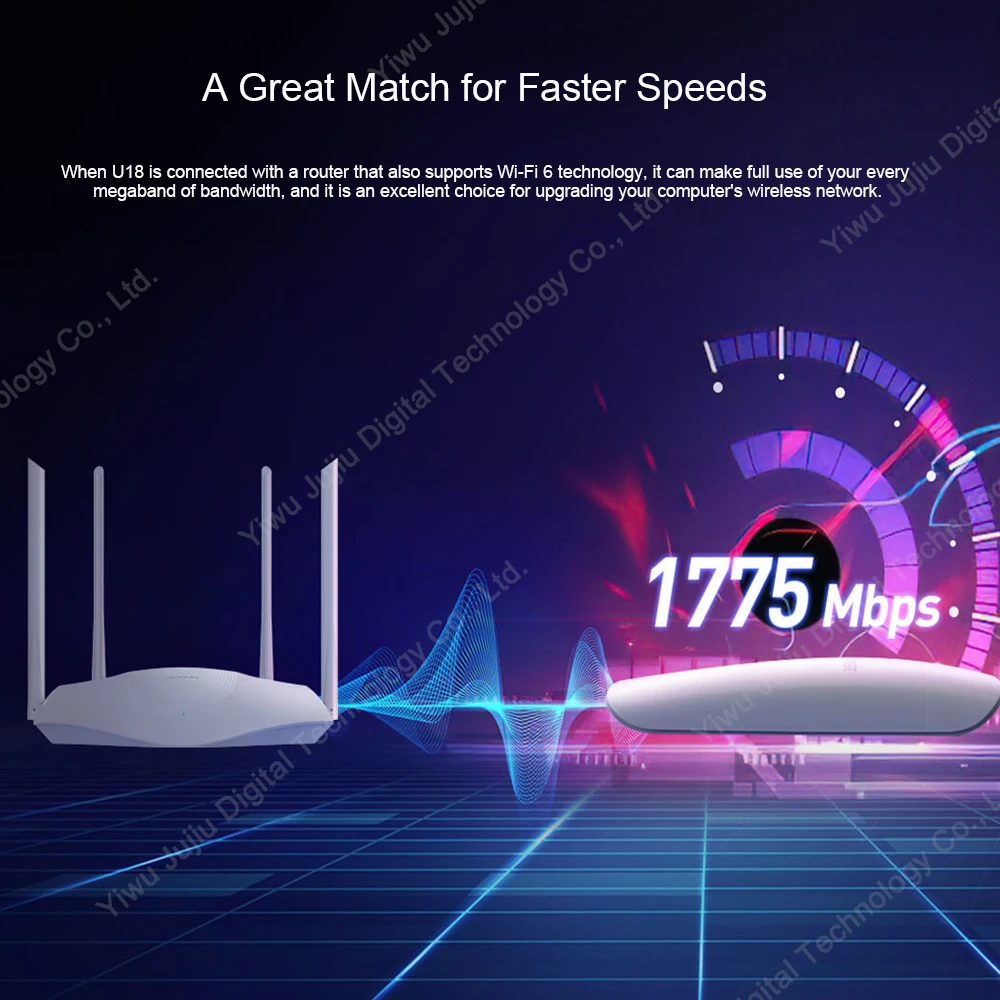 Tenda U18 AX1800 Wi-Fi 6 Dual Band USB Adapter wifi 2.4G+5G wireless MU-MIMO USB 3.0 WPA3 for Windows 10 networking card