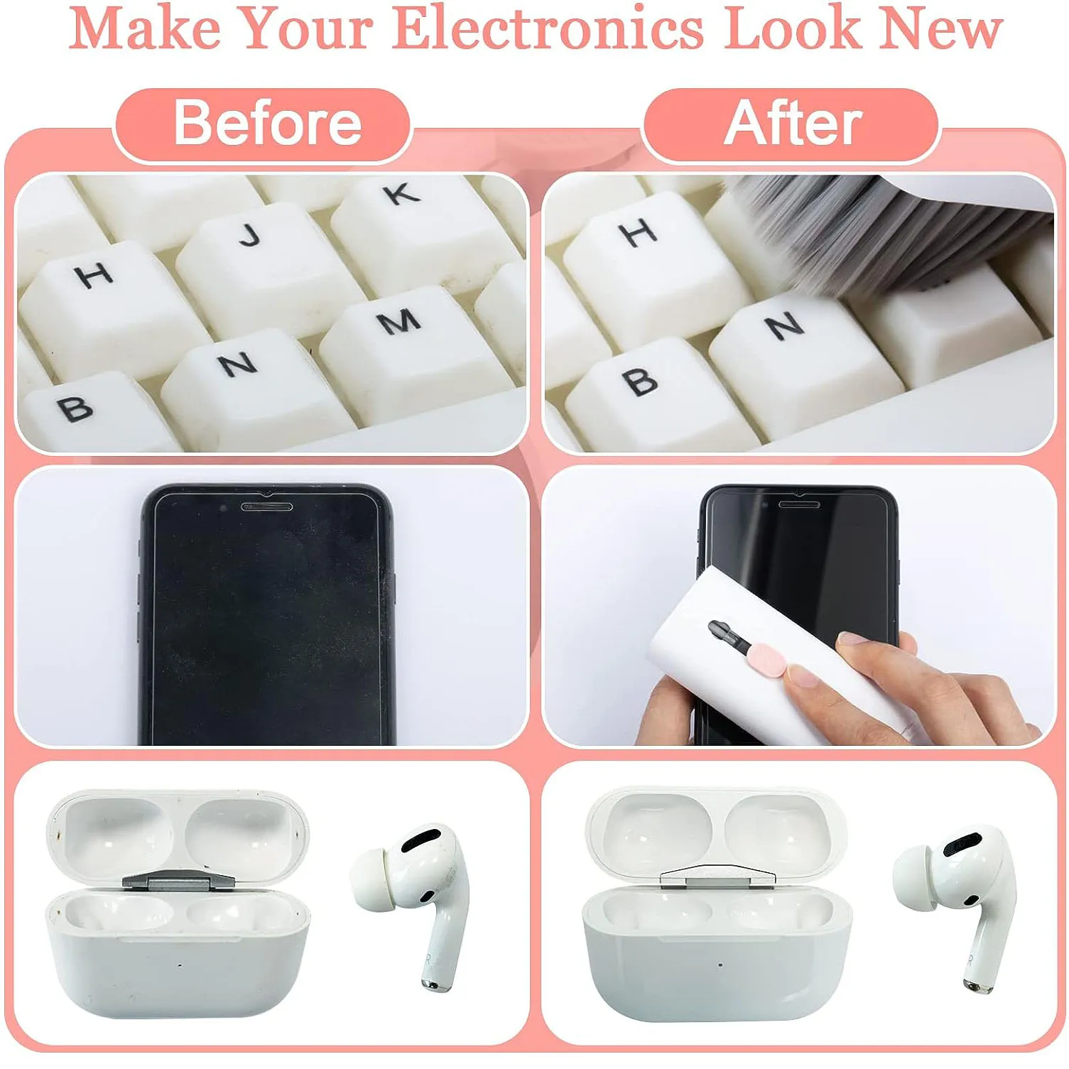 Keyboard cleaning brush portable 7-in-1 multifunctional Bluetooth earphone computer dedicated dust removal brush cleaning set