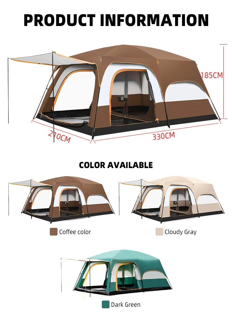 Mobile House Luxury Tents Hotel Resort Villas Camping Tent Family Outdoor and 8-10 Person Big Camping Tent Waterproof 2 Bedrooms