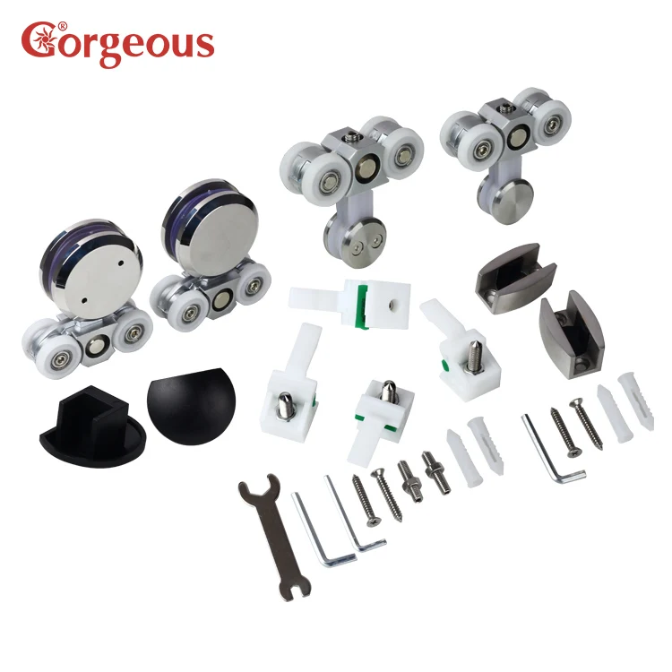 Закаленное крепление для двери душа в ванную комнату безрамные фурнитура аксессуары скользящая направляющая стеклянный ролик раздвижных