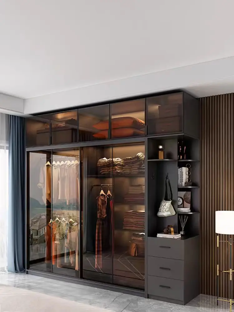 Balom 2024 customized luxury designs  walk in closet wardrobe with glass door and led light