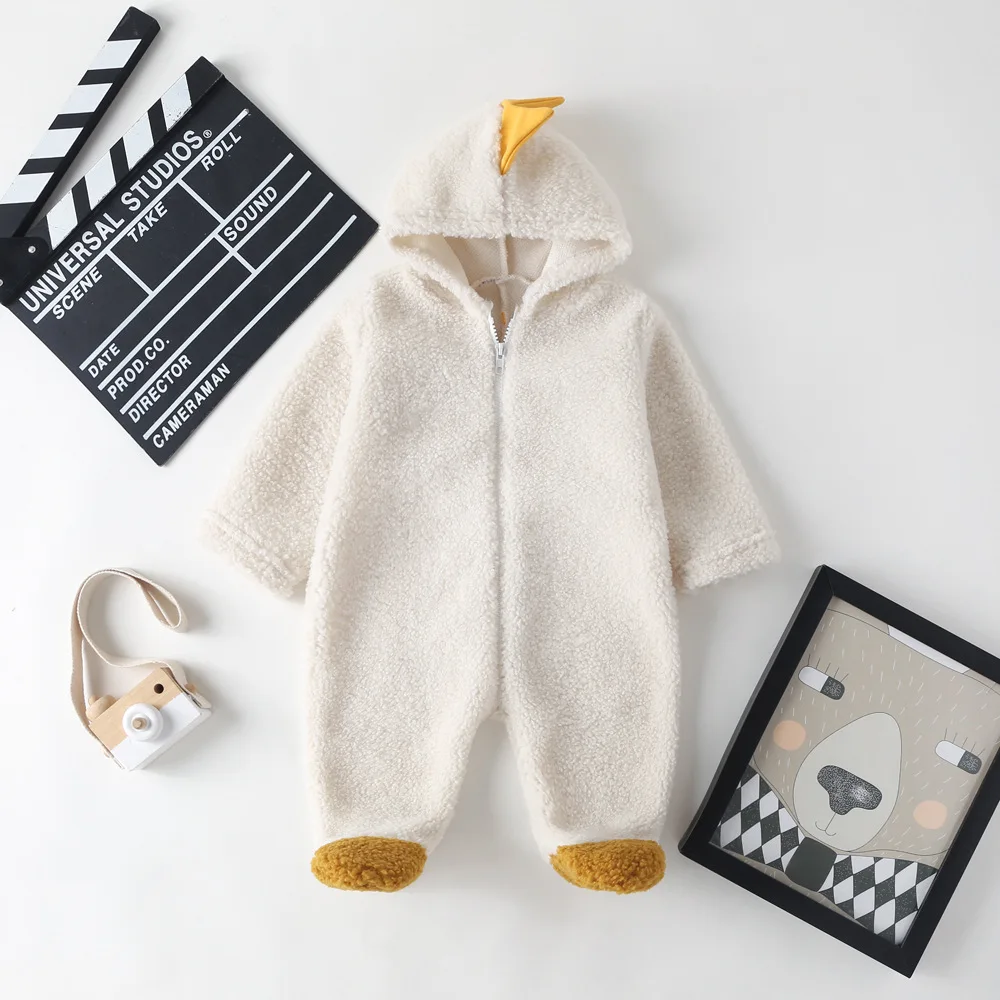 
Rropa Bebe Dinosaur Baby Boy Winter Clothes Warm Plus Velvet Animal Hooded Jumpsuit Newborn Baby Clothes Baby Girl Romper 