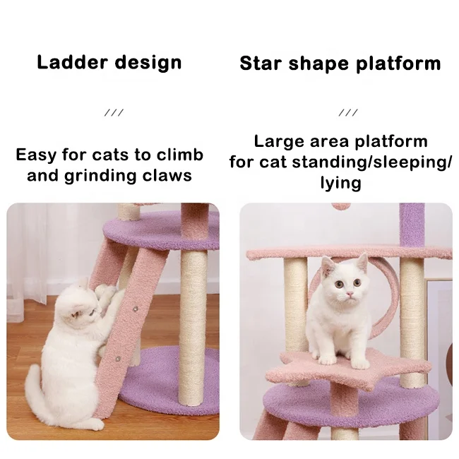 Multi-level Cats Perched Kitten Activity Play House Furniture Tree Sisal Scratching Posts Luxury Cat Tree House For Large Cats