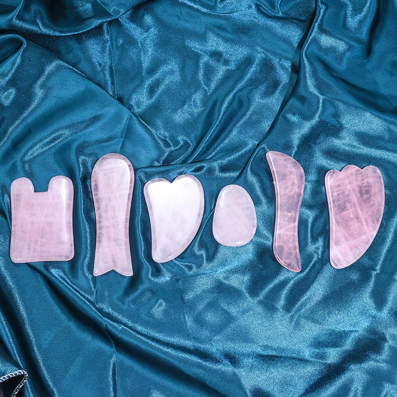 Ролик для лица из натурального розового хрусталя и гуаша массажный инструмент для подтяжки кожи лица из розового кварца нефритовый ролик для лица Gua Sha набор