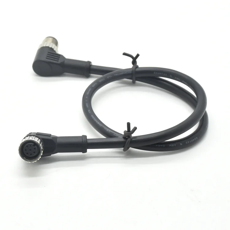 Industrial Automation Male And Female Angled Plug Welding Cable M12 Connector 8 Pin