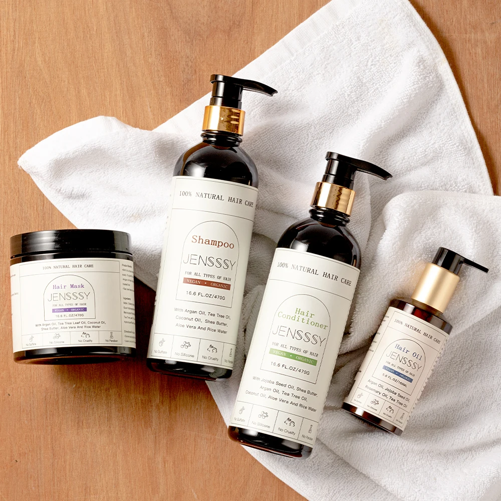 Private label organic sulfate free aloe nourish rosemary oil Argan oil repairing mask shampoo and conditioner hair care set