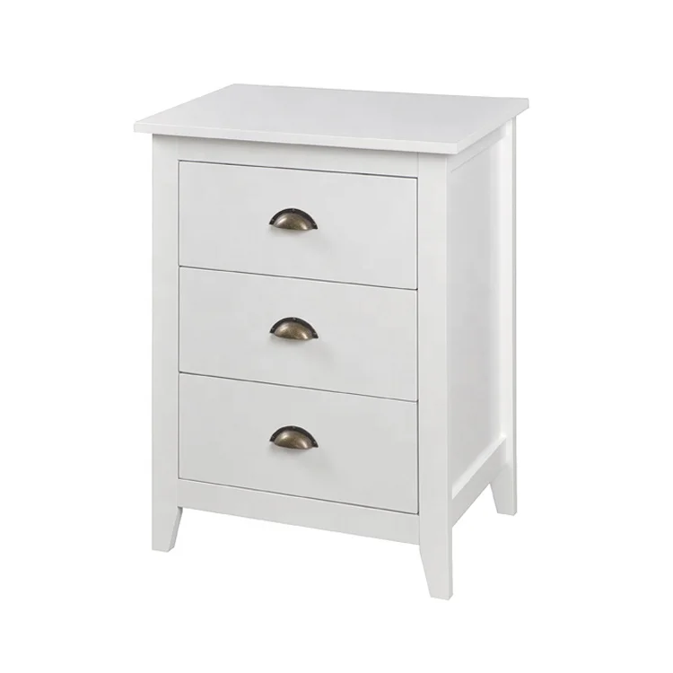 Современная деревянная тумбочка из МДФ с 3 белыми ящиками