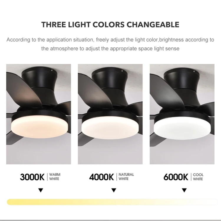 42 Inch 46 Inch 56 Inch Living Room Bedroom Modern 5 ABS Blades DC Motor Led Ceiling Fan With Light Remote Control