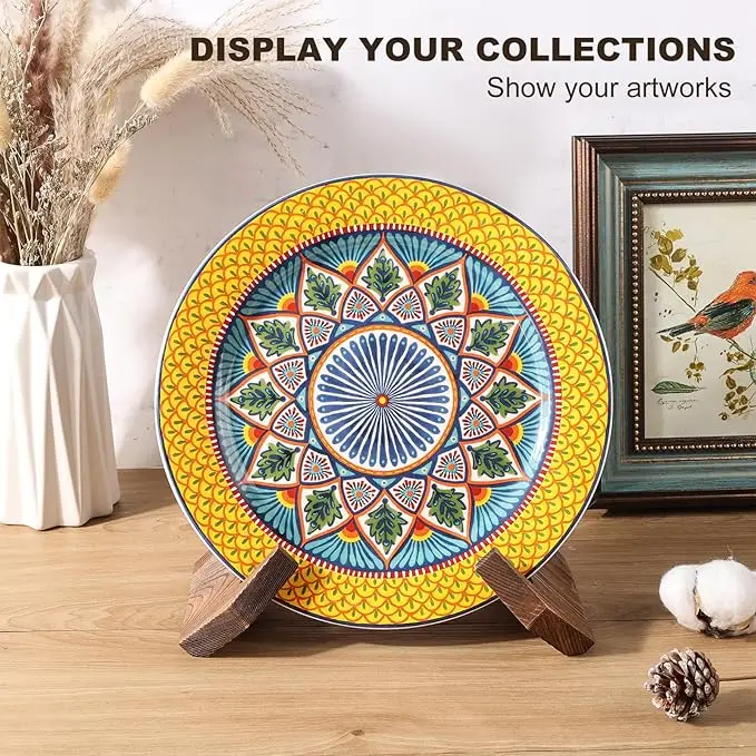 Wooden Plate Stands for Display  Picture Frame Stand Decorative Plaque Easels Stand for Display