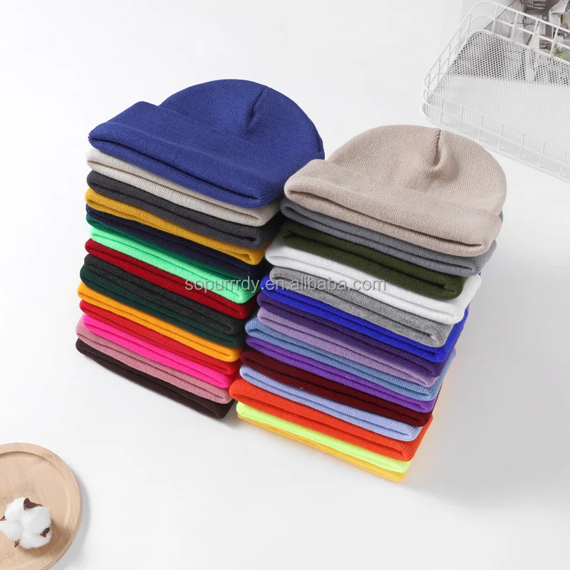 Custom Logo Mens Knit Cuffed Beanie Hat for Men Women Winter Hats for Women Men Soft Warm Unisex Cuffed Beanie Knitted Cap