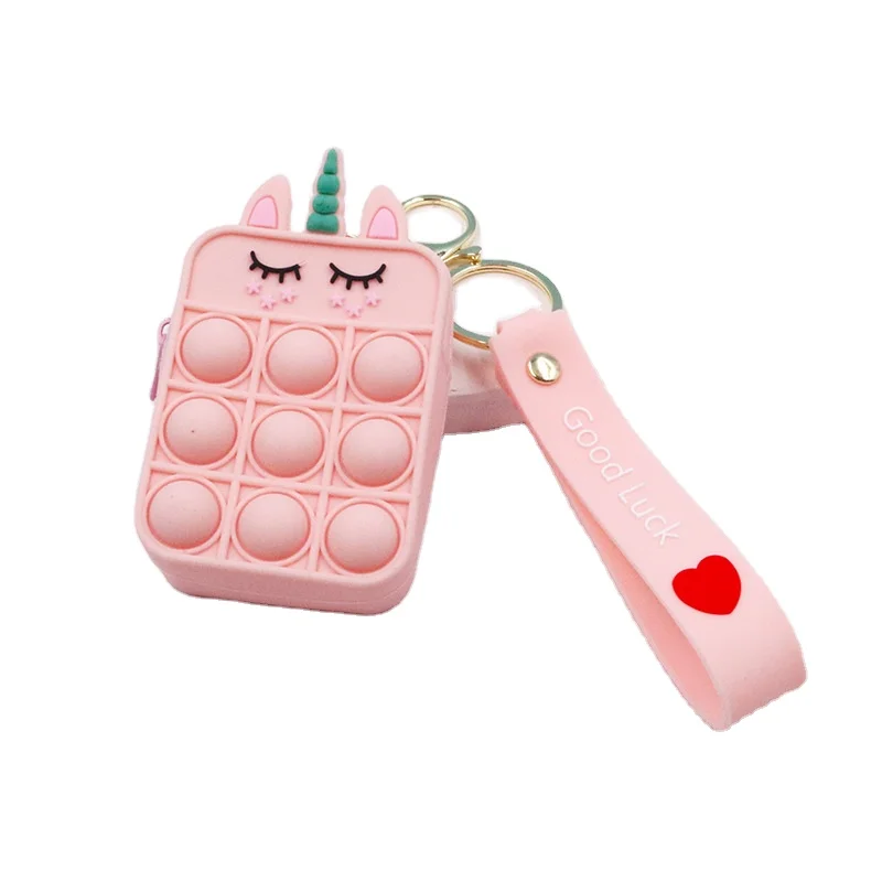 Wholesale Cute Cartoon Animal Unicorn Kids Silicone Coin Purse Keychain