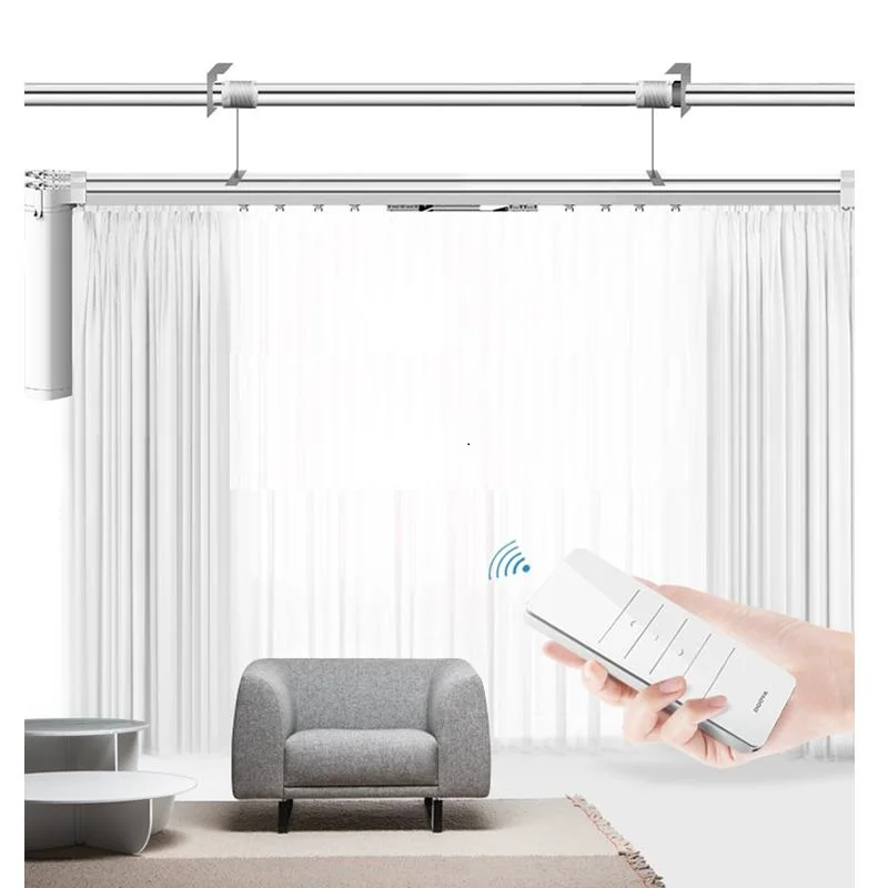 SHUWEI Beijing Smart Home Ceiling Mounted Curtain Rails Wifi Phone Control Curved Folding Curtain Rails
