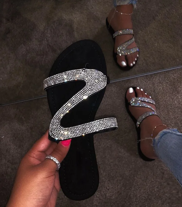 fashion Women Night Club Party  Women blingbling flat heel nice  design women slippers