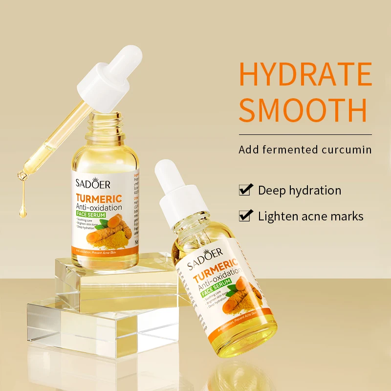 SADOER Best Hydrating Brightening Soothing Skin Care Moisturizing Wholesale Turmeric Face Serum With Anti Oxidant